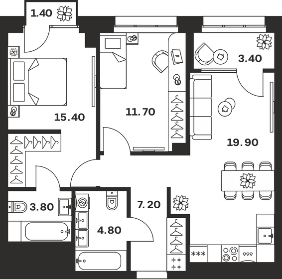 67,6 м², 2-комнатная квартира 10 596 300 ₽ - изображение 1