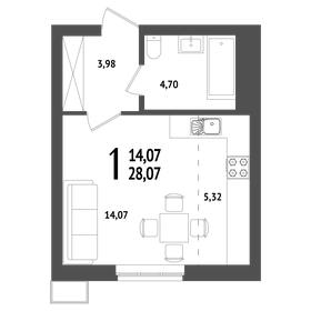 Квартира 28,1 м², студия - изображение 1