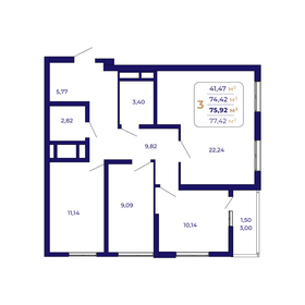 Квартира 75,9 м², 3-комнатная - изображение 1