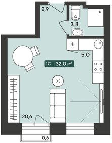 Квартира 32 м², 1-комнатная - изображение 1