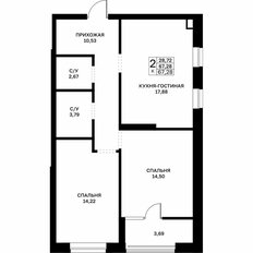 Квартира 67,3 м², 2-комнатная - изображение 2