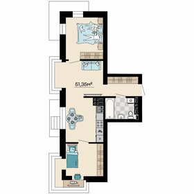 Квартира 51,4 м², 3-комнатная - изображение 1