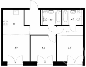 Квартира 50,3 м², 2-комнатная - изображение 1