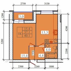 Квартира 40,1 м², 1-комнатная - изображение 2