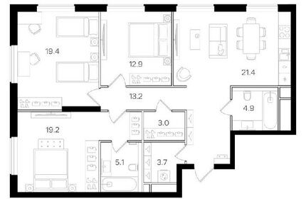 Квартира 105,8 м², 3-комнатная - изображение 1