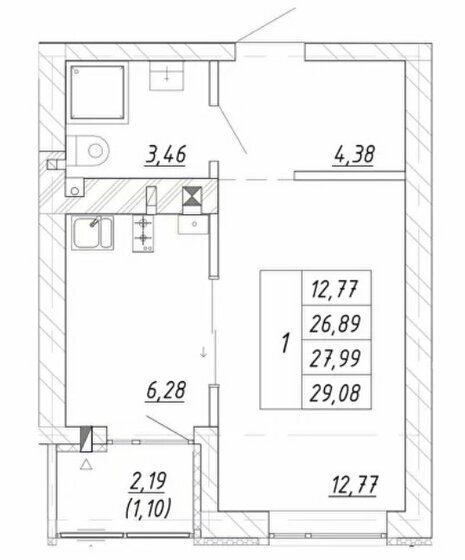 45,6 м², 1-комнатная квартира 4 700 000 ₽ - изображение 35