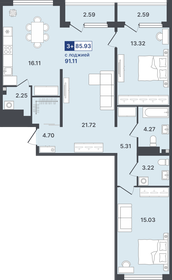 Квартира 85,9 м², 3-комнатная - изображение 1