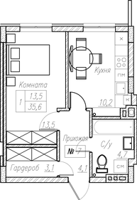 Квартира 35,6 м², 1-комнатная - изображение 1