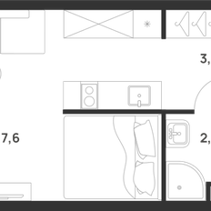 Квартира 24,3 м², студия - изображение 3