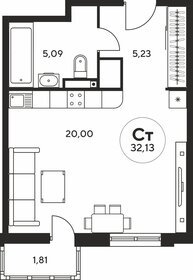 Квартира 32,2 м², студия - изображение 1
