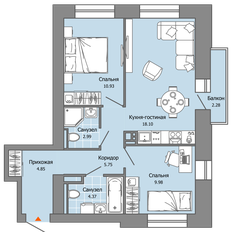 Квартира 58 м², 2-комнатная - изображение 2