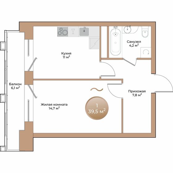 24 м², квартира-студия 3 999 000 ₽ - изображение 92