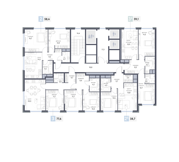 77,9 м², 3-комнатная квартира 28 400 000 ₽ - изображение 82