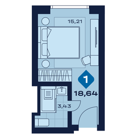 Квартира 18,6 м², 1-комнатные - изображение 1