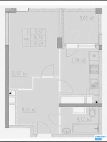 Квартира 39,3 м², 1-комнатная - изображение 1