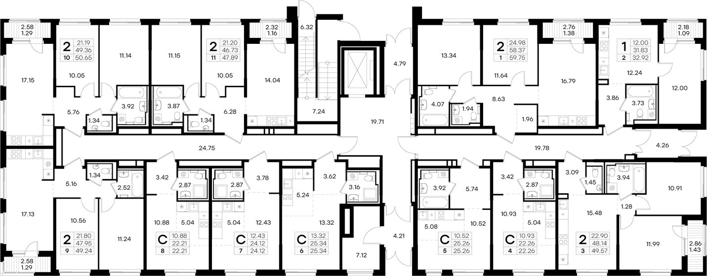 69,9 м², 3-комнатная квартира 6 300 000 ₽ - изображение 69
