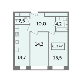 Квартира 61,2 м², 2-комнатная - изображение 1