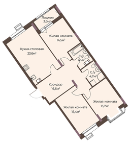 Квартира 94,7 м², 3-комнатная - изображение 1
