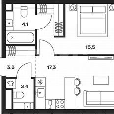 Квартира 42,6 м², 1-комнатная - изображение 2