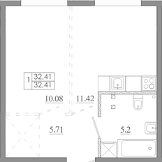 Квартира 32,4 м², 1-комнатная - изображение 3