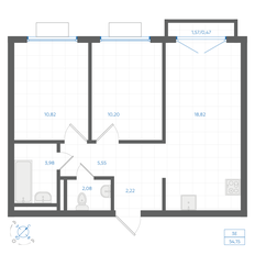 Квартира 54,2 м², 2-комнатная - изображение 3