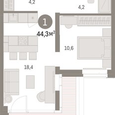 Квартира 44,3 м², 1-комнатная - изображение 3