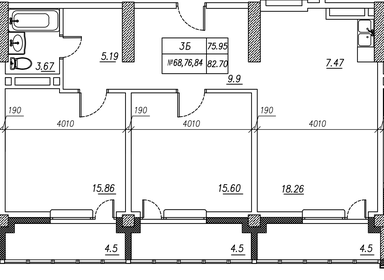 Квартира 82,7 м², 3-комнатная - изображение 1