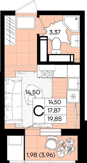 19,9 м², квартира-студия 2 980 500 ₽ - изображение 26