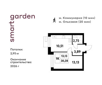 Квартира 30,3 м², 1-комнатная - изображение 1