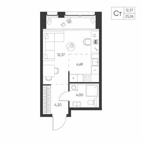 Квартира 25,3 м², студия - изображение 1