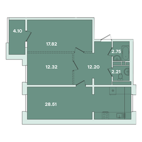 Квартира 80,8 м², 2-комнатная - изображение 1