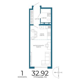 Квартира 32,9 м², 1-комнатная - изображение 1