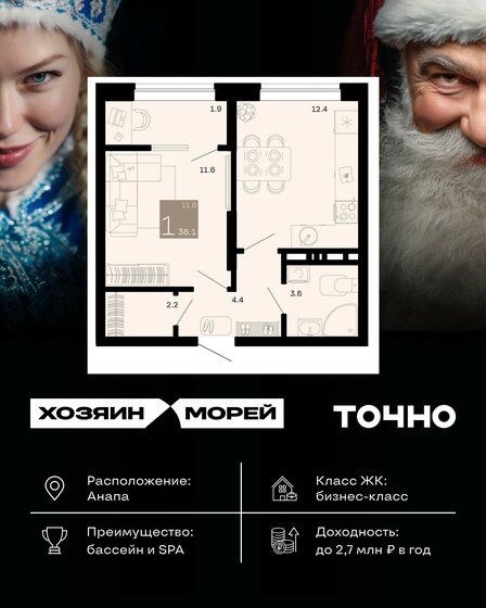 42 м², 1-комнатная квартира 7 500 000 ₽ - изображение 78