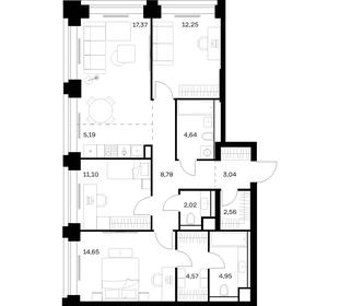 Квартира 91,1 м², 3-комнатная - изображение 1