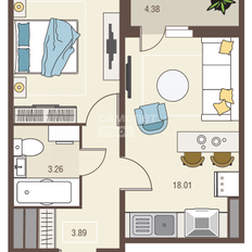 Квартира 39,4 м², 1-комнатная - изображение 4