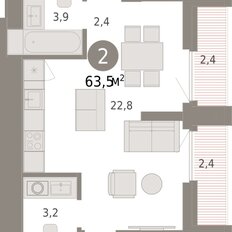 Квартира 63,5 м², 2-комнатная - изображение 3