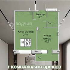 Квартира 43,2 м², 1-комнатная - изображение 2