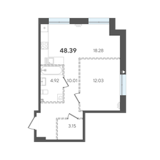 Квартира 48,4 м², 1-комнатная - изображение 3