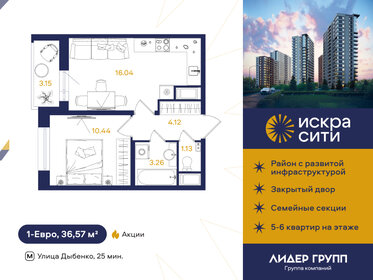 Квартира 36,6 м², 1-комнатная - изображение 1