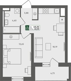 Квартира 45,1 м², 1-комнатная - изображение 1