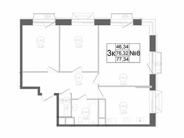 Квартира 77,3 м², 3-комнатная - изображение 1