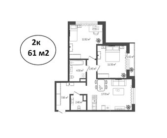 Квартира 61 м², 2-комнатная - изображение 1