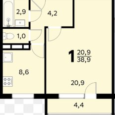 Квартира 39 м², 1-комнатная - изображение 3