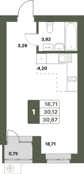 37,2 м², 1-комнатная квартира 3 900 000 ₽ - изображение 80
