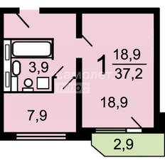 Квартира 37,2 м², 1-комнатная - изображение 1