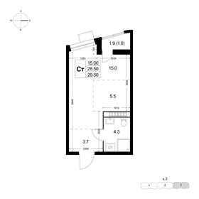 Квартира 29,5 м², студия - изображение 1