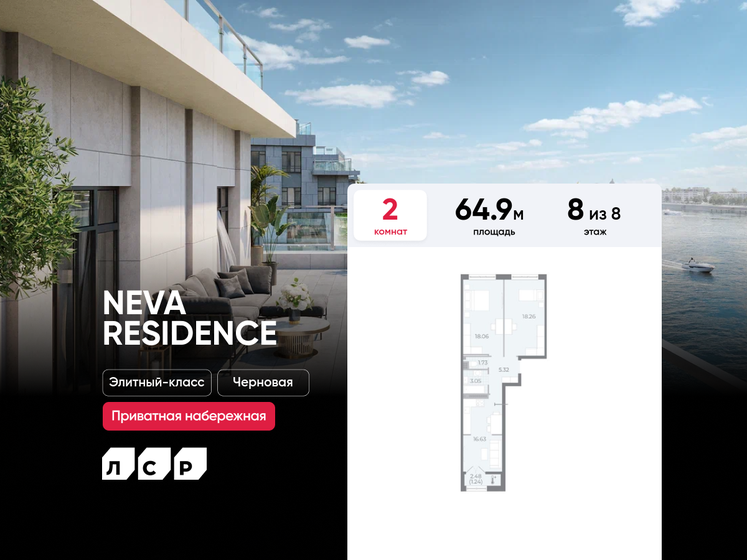 64 м², 2-комнатная квартира 34 304 000 ₽ - изображение 33