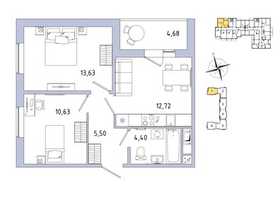 Квартира 49,2 м², 2-комнатная - изображение 1