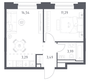 Квартира 36,6 м², 1-комнатная - изображение 1