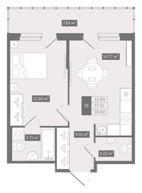 Квартира 39,6 м², 1-комнатная - изображение 1